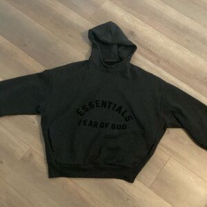 Authentic Jet Black Fear Of God Essentials Hoodie